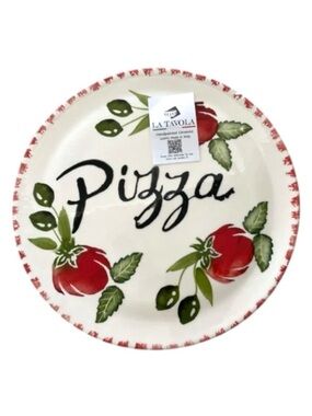 Hand Painted Ceramic Pizza Serving Plate 13” Made In Italy NWT
